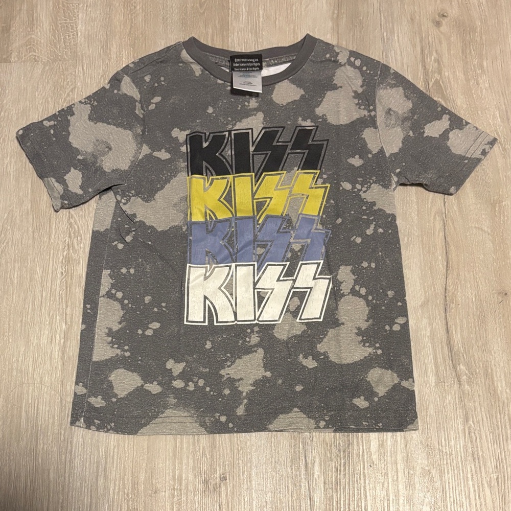 Kiss Kids‎ Tie-Dye Graphic Tee - Gray, Yellow, Blue, White
